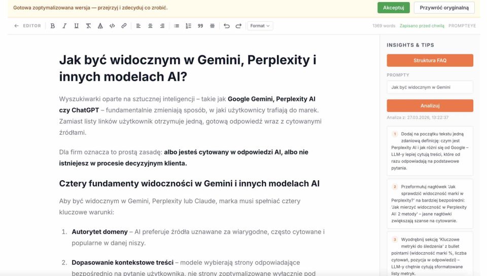analiza treści w prompteye