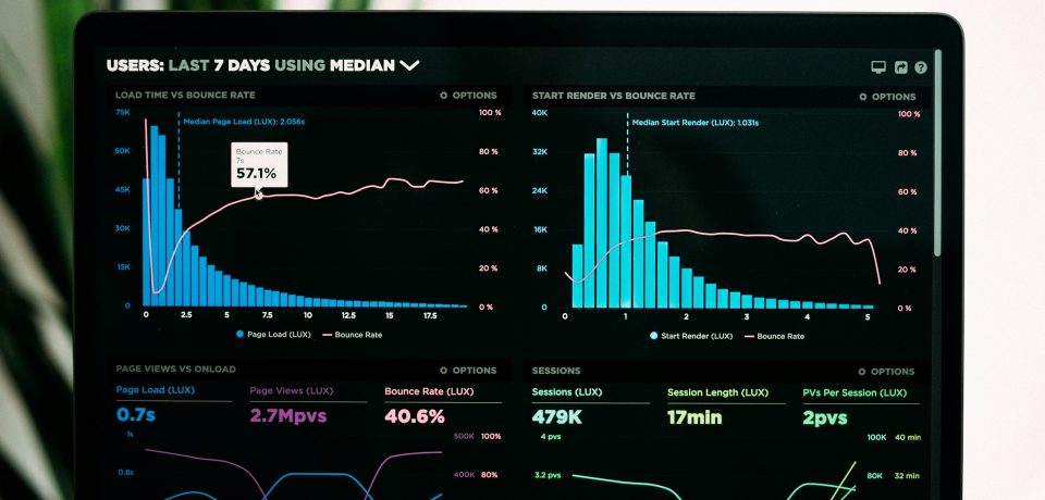 Analytics dashboard on a laptop screen