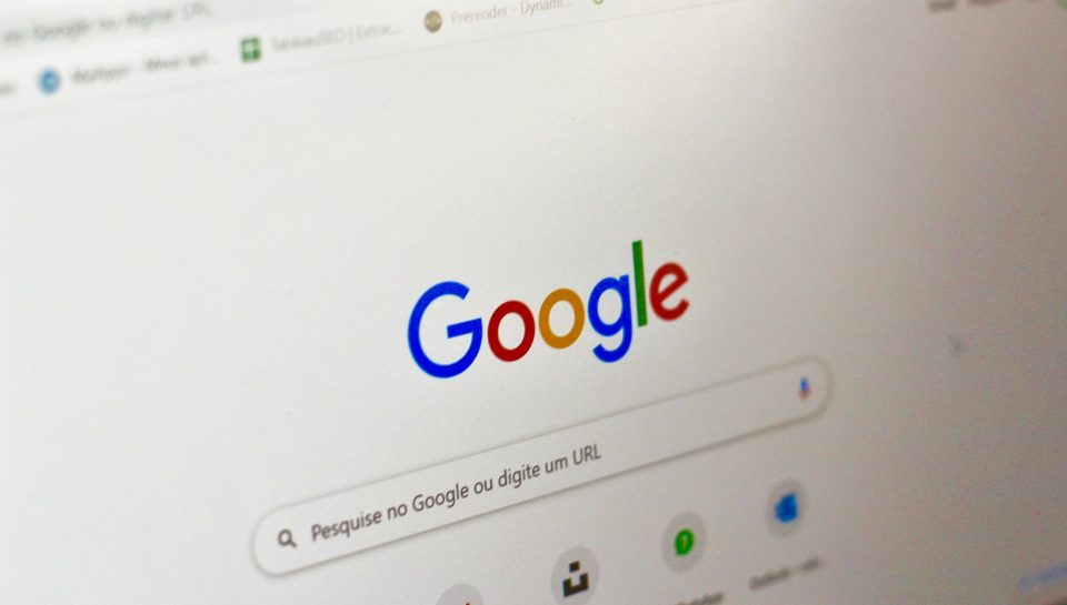 Search engine homepage on a computer screen